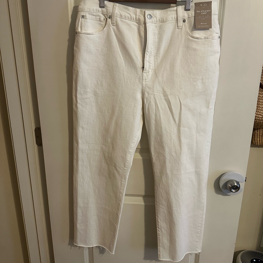 Madewell Cream '90s Straight Crop Jeans